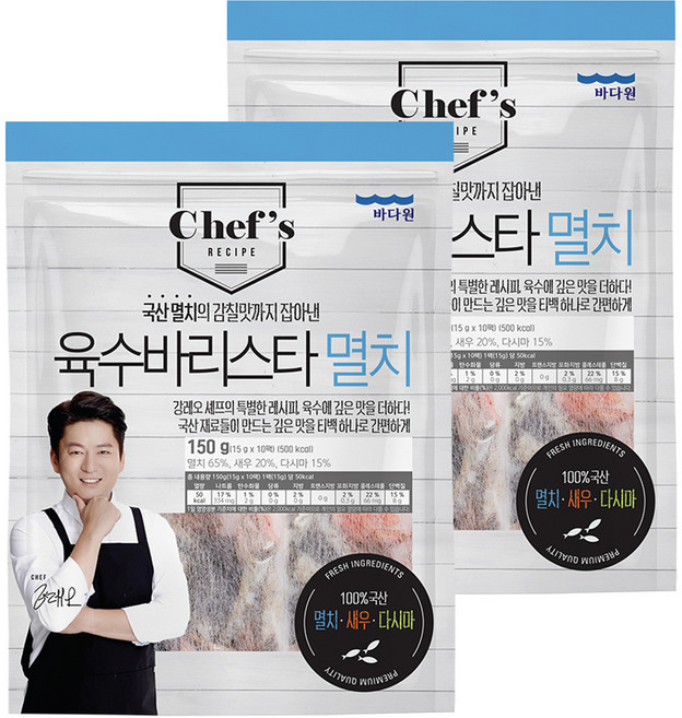 바다원 육수 바리스타 멸치 다시팩 10p, 150g, 2개