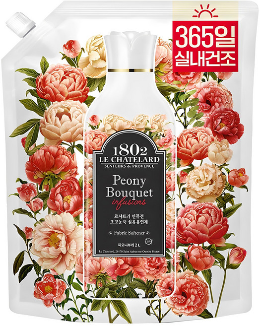 르샤트라1802 인퓨전 초고농축 실내건조 섬유유연제 피오니부케향 리필, 2L, 1개