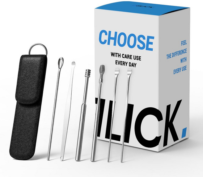 디블릭 휴대용 귀파는 도구 귀이개 세트 블랙, 1세트