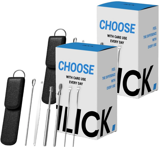 디블릭 휴대용 귀파는 도구 귀이개 세트 블랙, 2세트