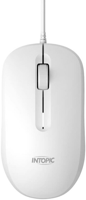 INTOPIC 廣鼎 光學有線靜音滑鼠 MS-Q107-W, 白色