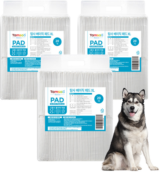 탐사 베이직 배변패드, 20개입, 3개