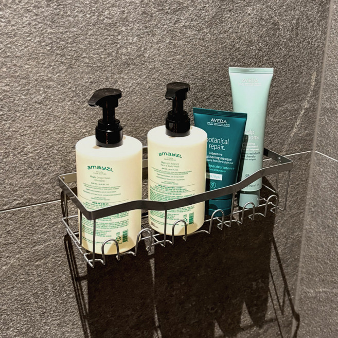 Homenana 304不鏽鋼免鑽孔浴室置物架, 銀色, 1個