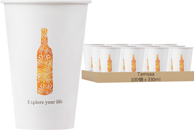 Tamsaa 印花紙杯 330ml, 100個, 1組