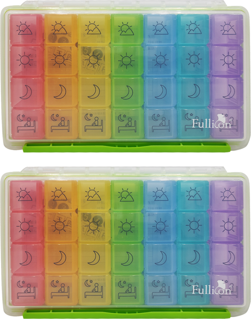 Fullicon 護立康 防潮7日彩虹保健盒 配備7個4格彩色保健盒, 2個