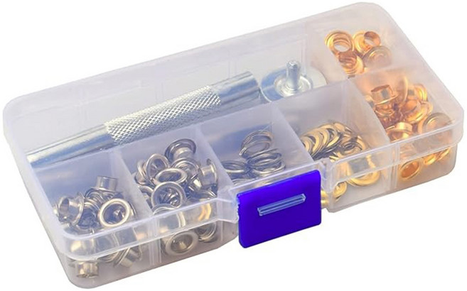 扣眼Set 4種扣眼各50入+工具套組 黃銅材質, 多色, 1盒