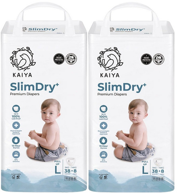 Kaiya Slim Dry Plus 優質褲型紙尿褲 男女通用, 大號(L), 92張