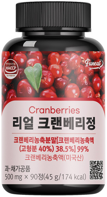 Funeat 蔓越莓錠 45g, 90顆, 1罐