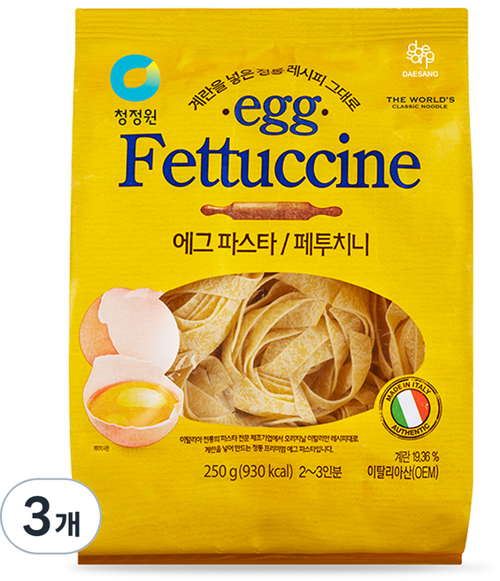 청정원 에그 파스타 페투치니, 250g, 3개