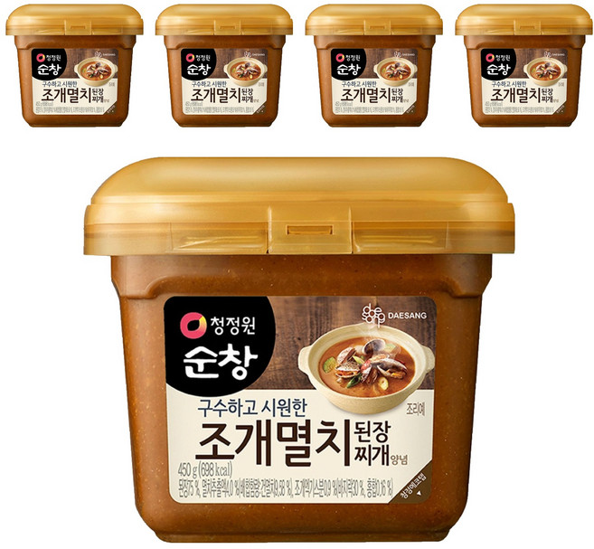 청정원순창 조개멸치 된장찌개 양념, 450g, 5개
