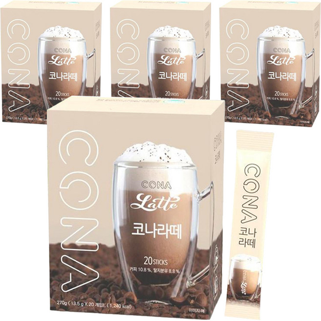 CONA 라떼 로스트 커피믹스, 13.5g, 20개입, 4개