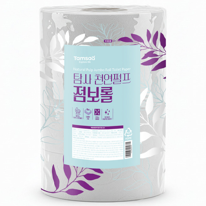 탐사 천연펄프 3겹 점보롤 화장지, 1팩, 4롤, 200m