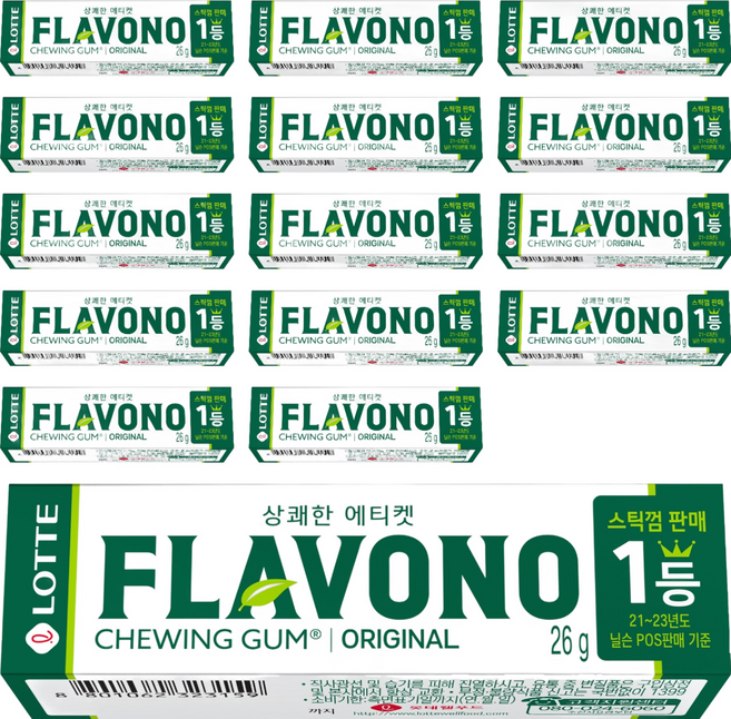 롯데웰푸드 후라보노 오리지날 츄잉껌 9p, 26g, 15개