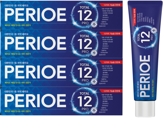 페리오 프로 토탈 12 불소치약, 185g, 4개