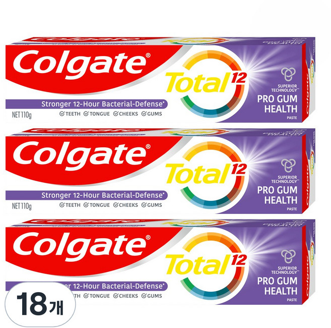 콜게이트 토탈 프로검 헬스 치약, 18개, 110g