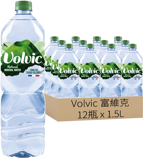 Volvic 富維克 台灣公司貨 天然礦泉水, 1.5L, 12瓶