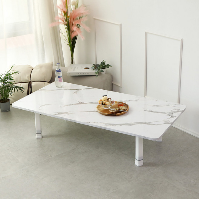 레몬트리 국내제조 LPM 샤르망 4단 높이조절형 접이식테이블, 마블화이트