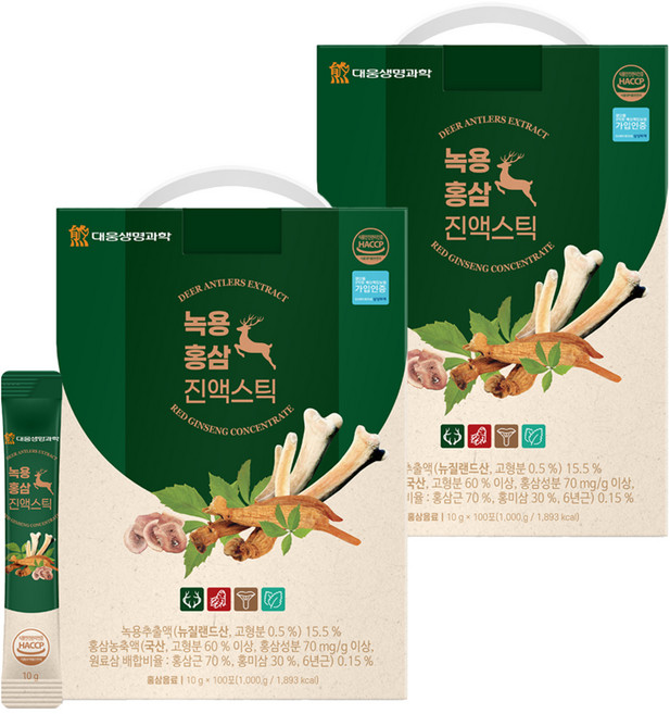 DAEWOONG LIFE SCIENCE 鹿茸紅參萃取隨身包, 1kg, 2盒