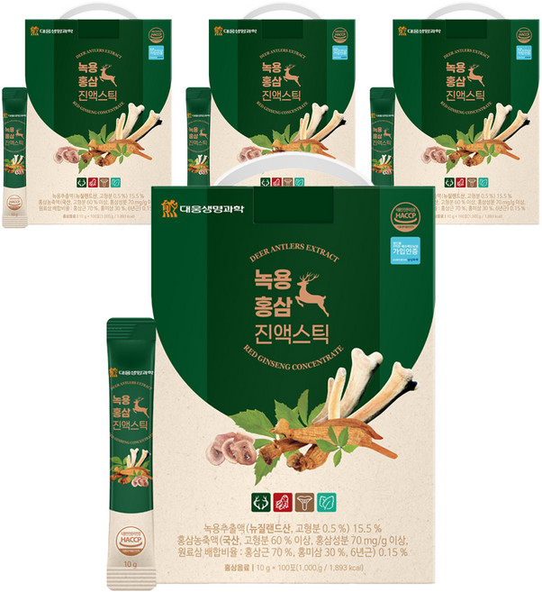 DAEWOONG LIFE SCIENCE 鹿茸紅蔘濃縮液條裝 100條, 1kg, 4個