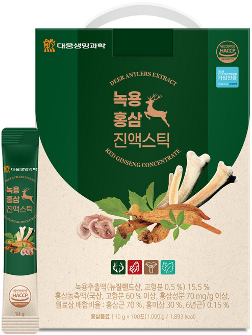 DAEWOONG LIFE SCIENCE 鹿茸紅參萃取隨身包, 1kg, 1盒