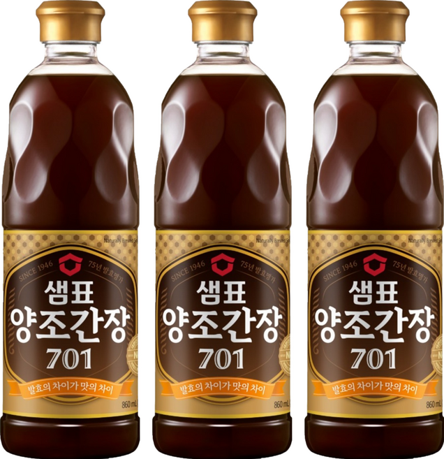 샘표 양조간장 701, 860ml, 3개