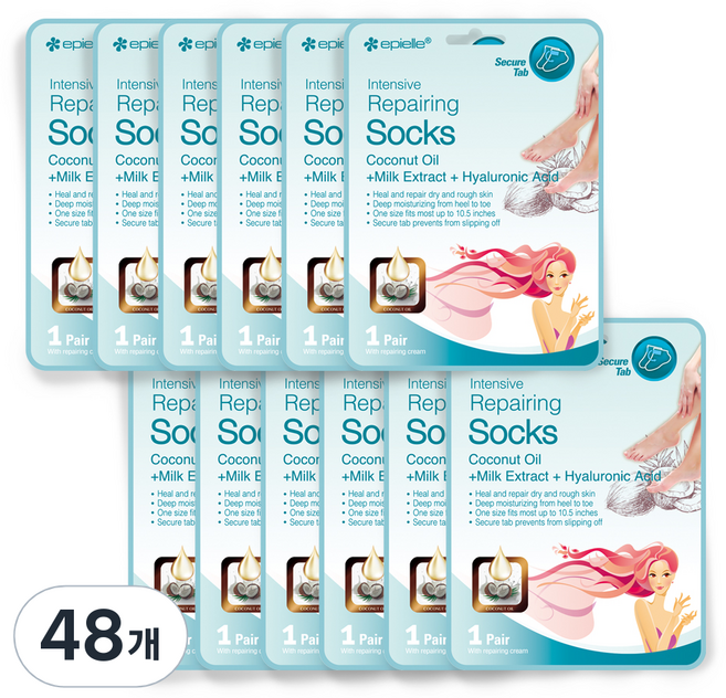 에피엘르 인텐시브 리페어링 코코넛 풋케어 팩, 48개, 1세트, 16g