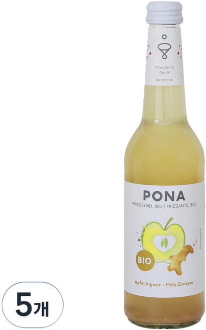 氣泡蘋果生薑碳酸飲料, 5個, 330ml