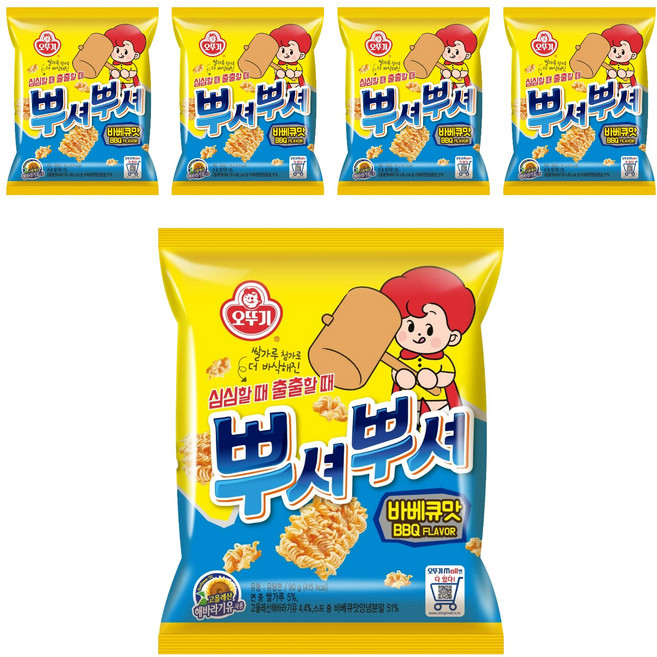 오뚜기 뿌셔뿌셔 바베큐맛, 90g, 5개
