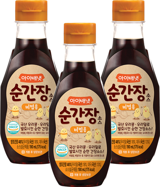 아이배냇 순간장 소스, 비빔용, 190ml, 3개