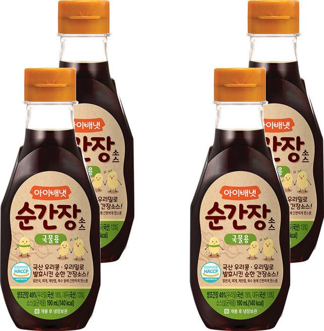 아이배냇 순 간장소스, 국물용, 190ml, 4개