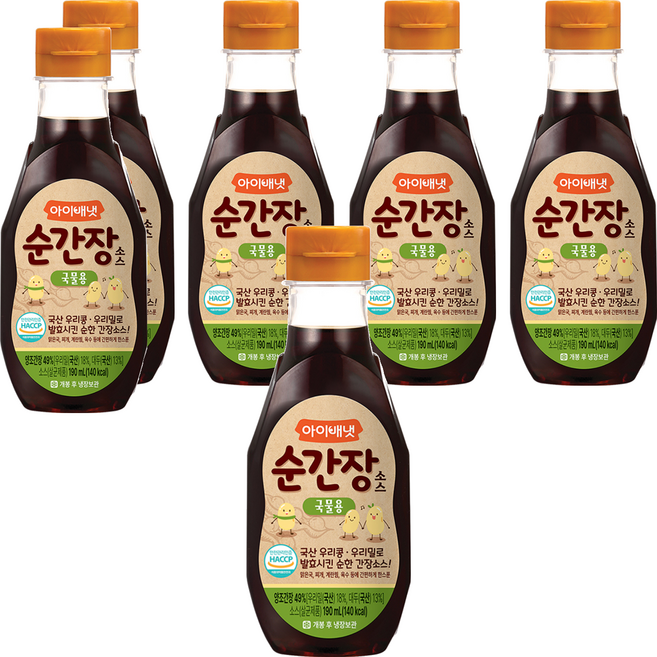 아이배냇 순 간장소스, 국물용, 190ml, 6개