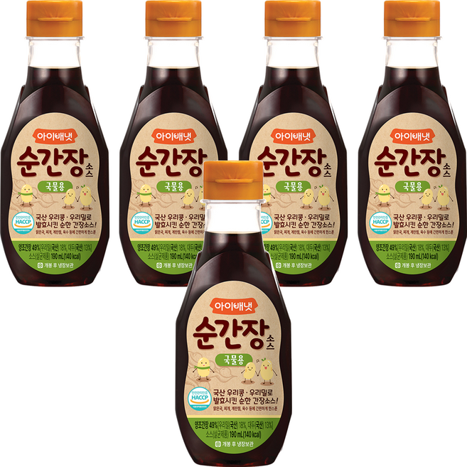 아이배냇 순 간장소스, 국물용, 190ml, 5개