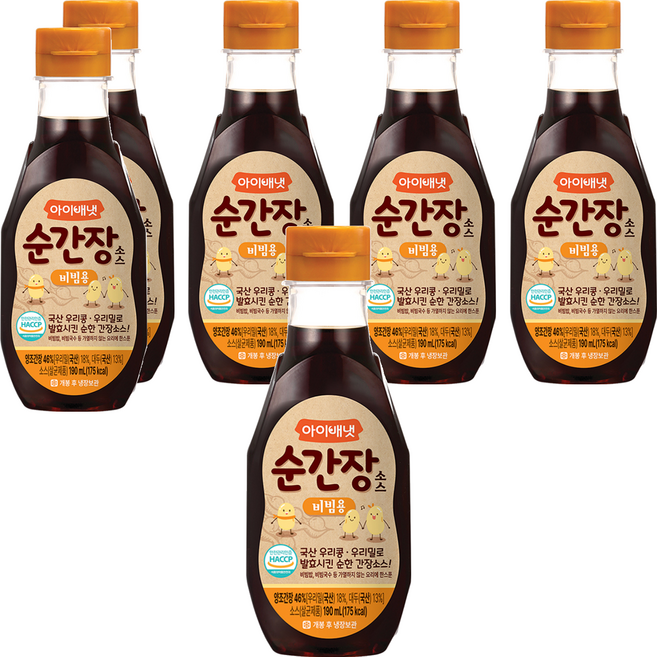 아이배냇베베 순간장 소스, 비빔용, 190ml, 6개