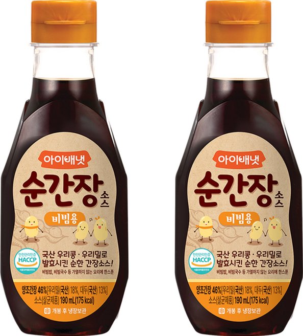 아이배냇 순간장 소스, 비빔용, 190ml, 2개