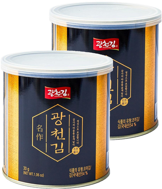 광천김 명작 캔김, 30g, 2개