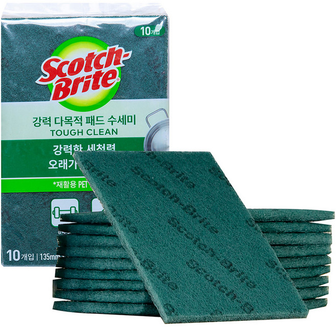 스카치브라이트 강력 다목적 패드 수세미 중형, 10개입, 1개