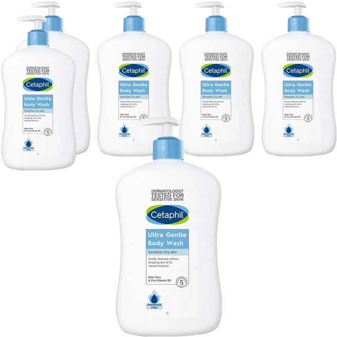 Cetaphil 舒特膚 B5極致舒敏沐浴乳, 6瓶, 1L