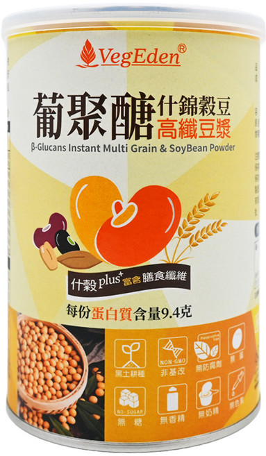 VegEden 蔬食伊甸園 葡聚糖什錦穀豆高纖豆漿, 350g, 1罐