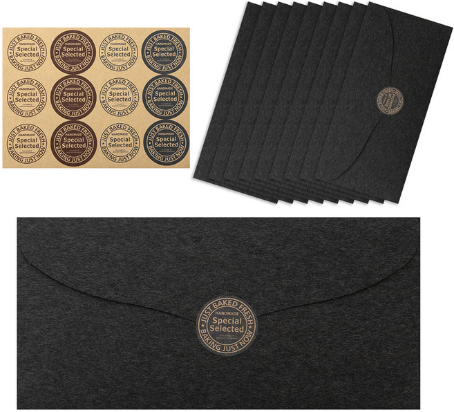 프리미엄 용돈봉투 10p + 스티커 12p 세트, 블랙, 1세트