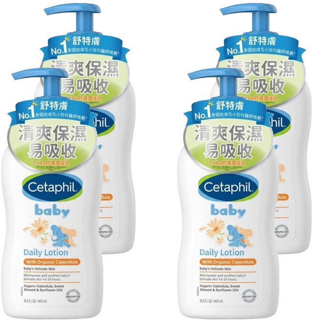 Cetaphil 舒特膚 baby 舒緩潤膚乳, 400ml, 4瓶