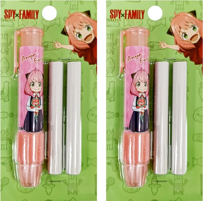 收納王妃 間諜家家酒胖型自動橡皮擦 + 補充蕊組, 粉色, 2組