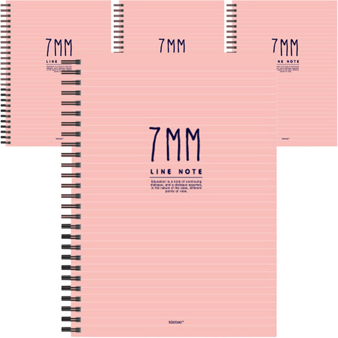 톡톡팬시 7mm라인 스프링노트, 핑크, 4개입