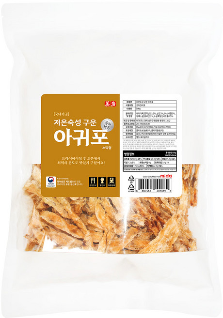 미다몰 저온숙성 구운 아귀포, 500g, 1개