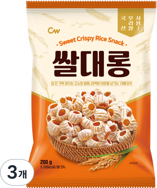 청우식품 쌀대롱, 200g, 3개