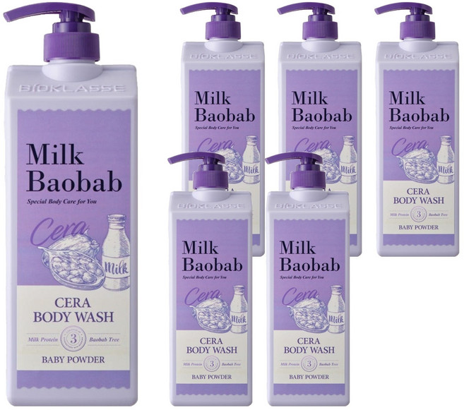 밀크바오밥 세라 바디워시 베이비파우더, 1.2L, 6개