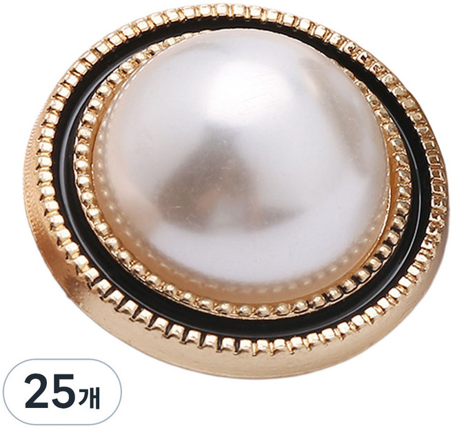 Kumihands 珍珠圓形鈕扣 20mm, 25個, 金黑色