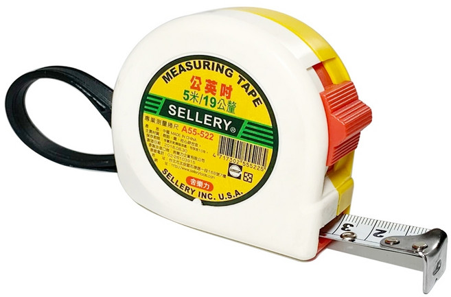 SELLERY 舍樂力 公英吋專業測量捲尺 A55-522 19mm, 1個