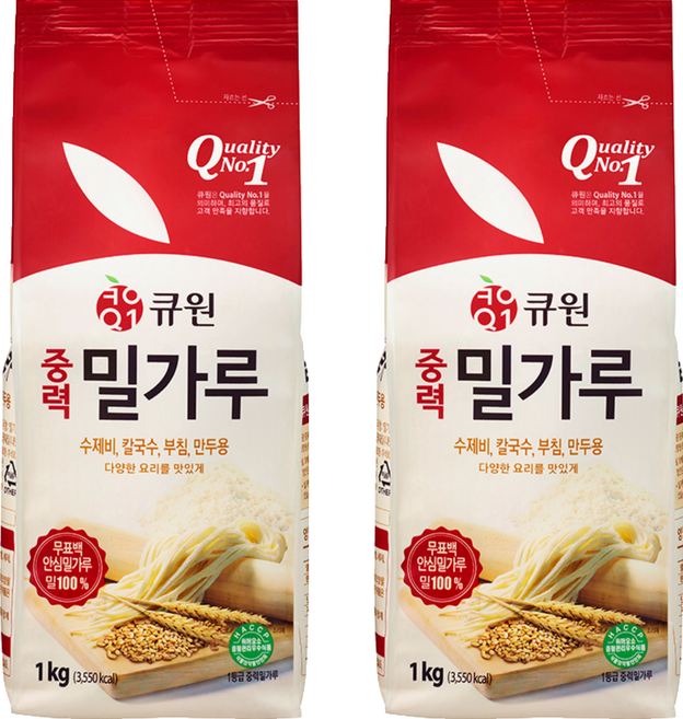 큐원 중력 밀가루, 1kg, 2개