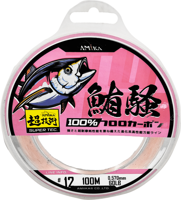 台灣 AMiKA 超耐磨 鮪騷 碳纖線 卡夢線 路亞 Carbon 12 0.570mm/60 lb, 粉色, 1個