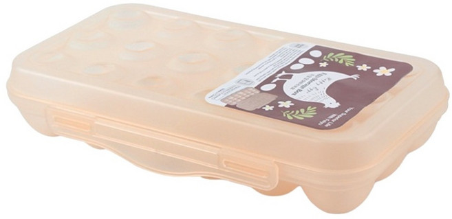 ezHome 家庭生活的達人 18格透明雞蛋收納保鮮盒, 粉橘色, 1個